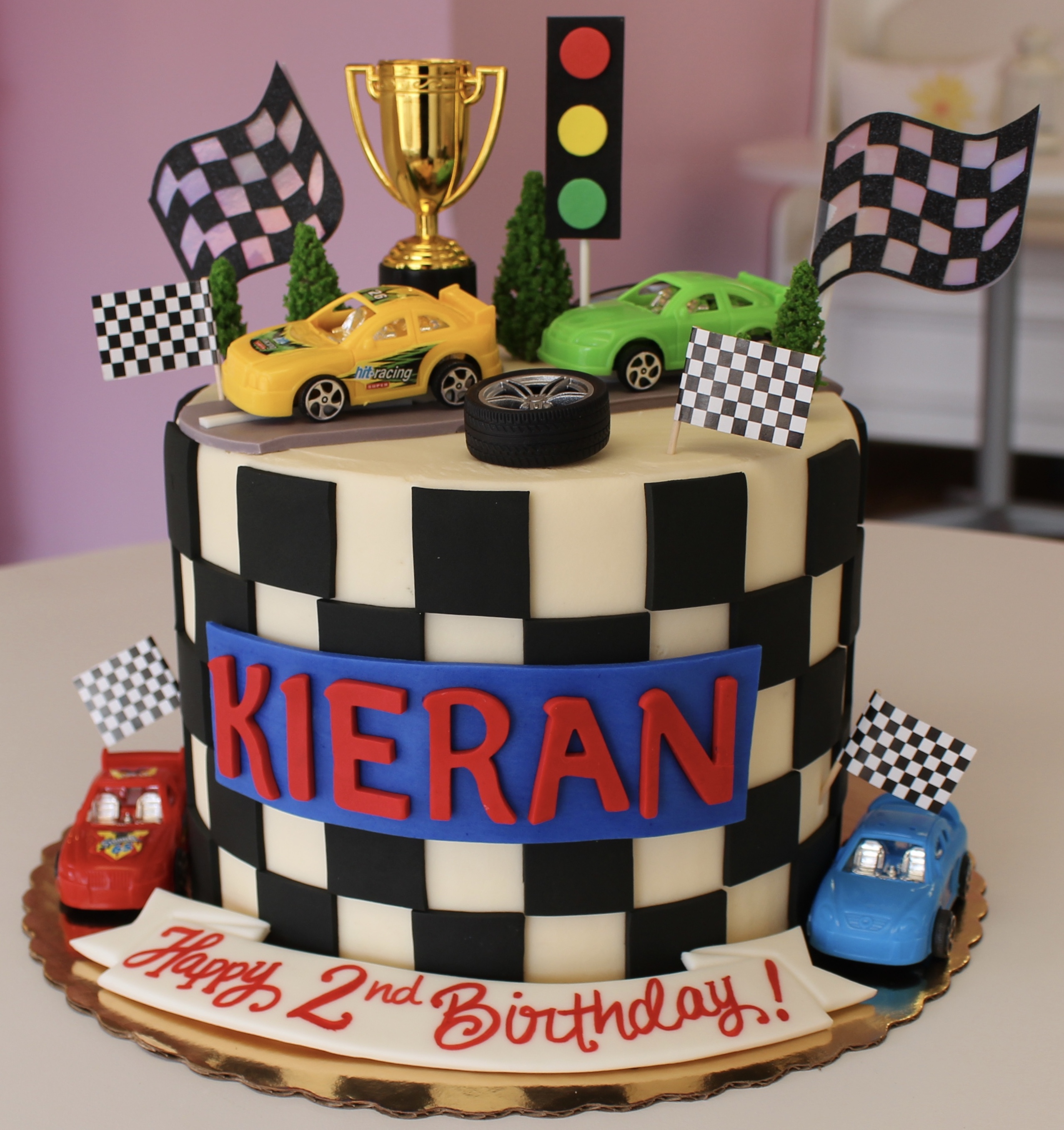 Disney Pixar Cars Theme Cake with Fondant Racing Stripes and Lettering